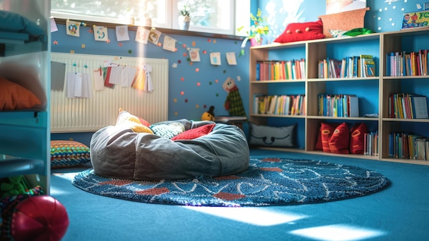 A cozy reading corner in a primary school