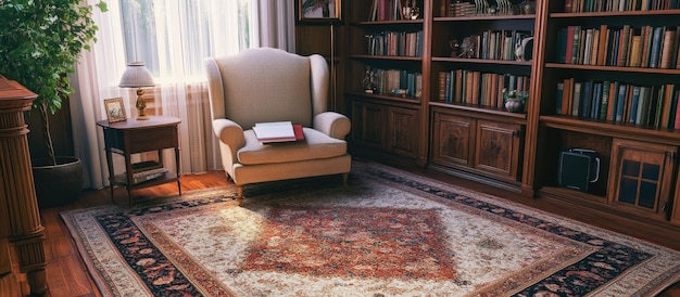 Cozy Reading Nook with a Luxurious Carpet