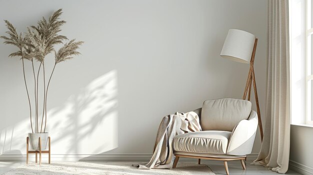 Cozy reading nook with a plush armchair and floor lamp