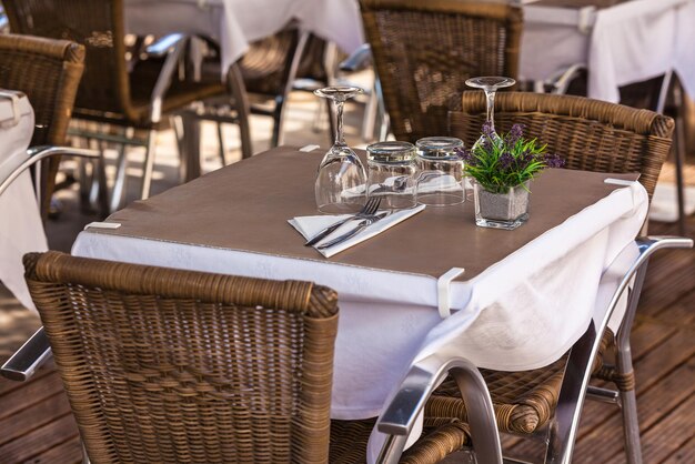 Cozy Restaurant tables ready for service