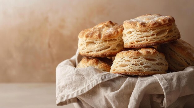 Photo cozy scene capturing homemade biscuits