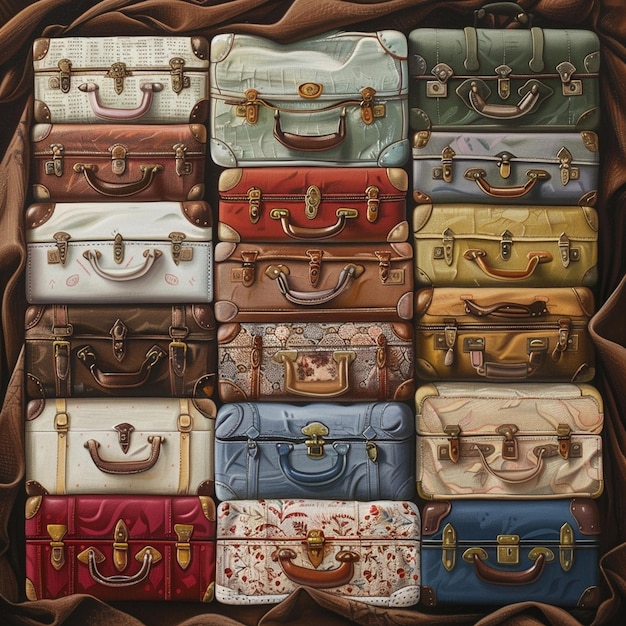 A cozy scene with various suitcases wrapped in a blanket