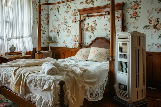 Cozy Vintage Bedroom with Floral Wallpaper and Antique Furniture for Nostalgic Home Decor Ideas