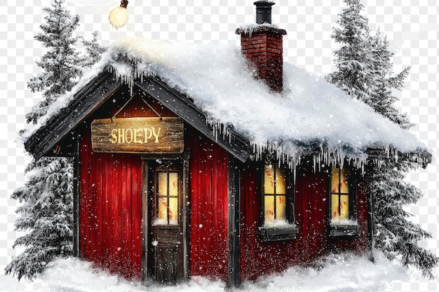 Photo cozy winter cabin in the snow