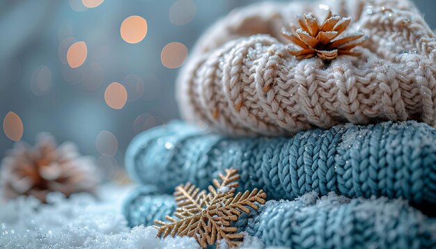 Photo cozy winter fabric closeup of detailed stitching and soft texture