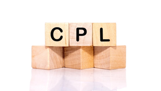 CPL Cost Per Lead word written on wood block on the white background