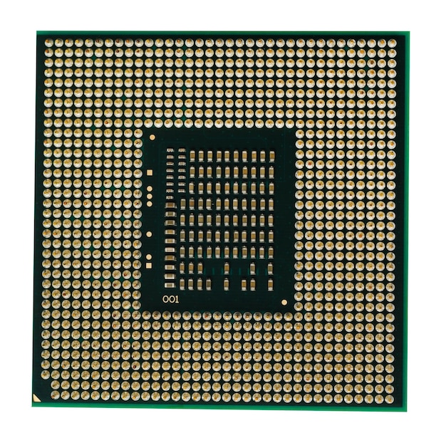 CPU processor on white background Selective focus for CPU processor