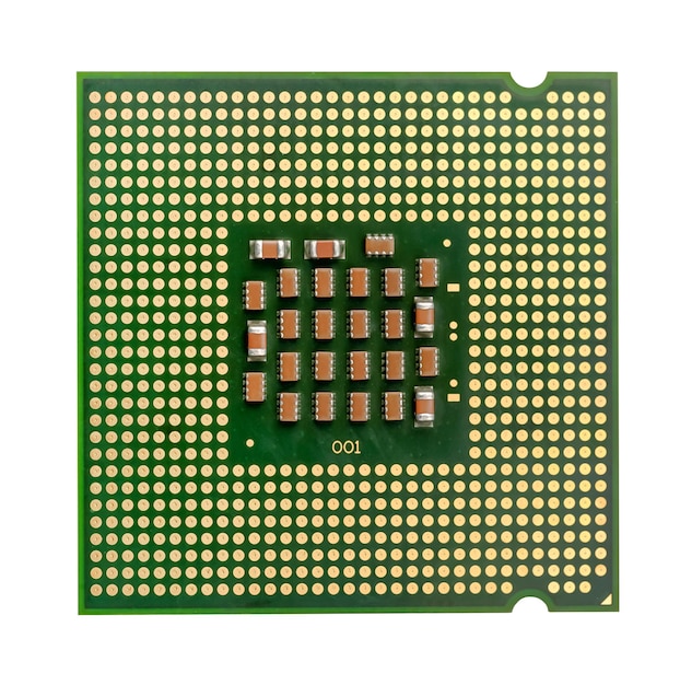 CPU processor on white background Selective focus for CPU processor