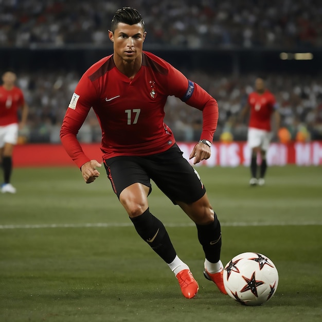 CR7 Power Strike With The Ball in Red Jersey