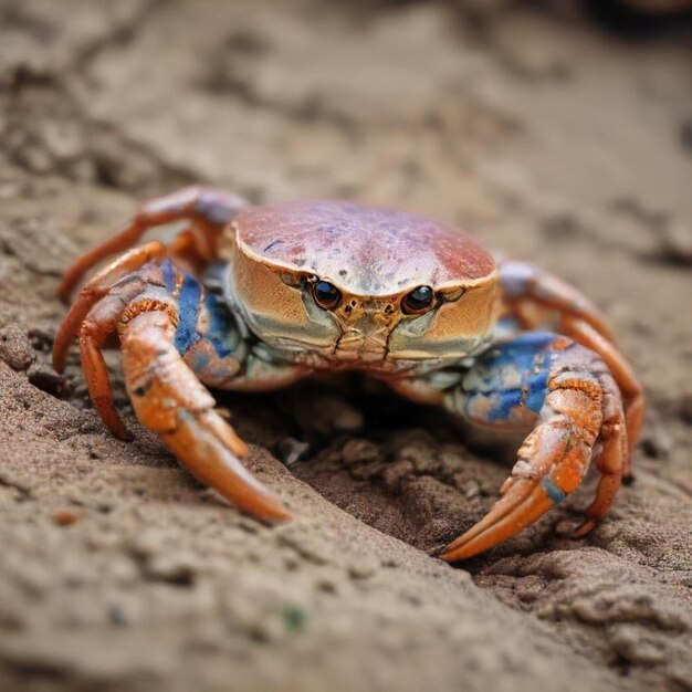 Photo a crab is on the ground with a blue spot on its head