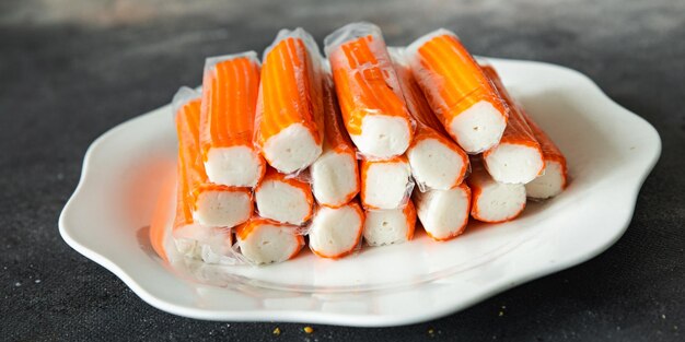 crab stick seafood fast food fresh meal food snack on the table copy space food background rustic