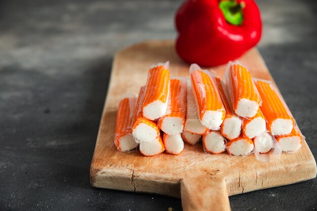 crab stick seafood fast food fresh meal food snack on the table copy space food background rustic