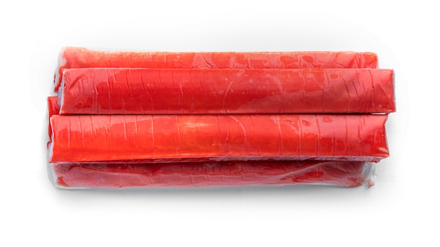 Crab sticks isolated on white.