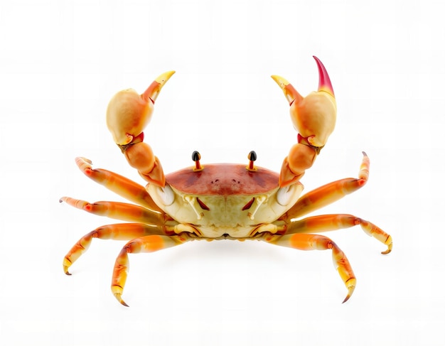 a crab that has a pink nose and a yellow crab on it