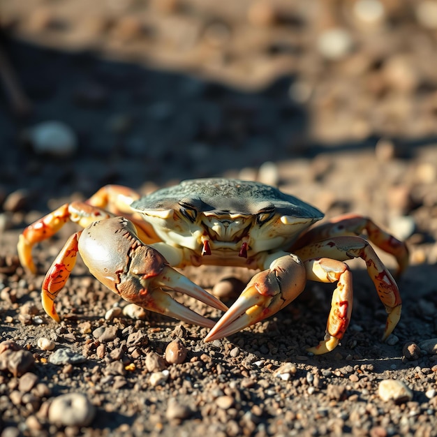 Crab walking with shell on ground high quality and resolution