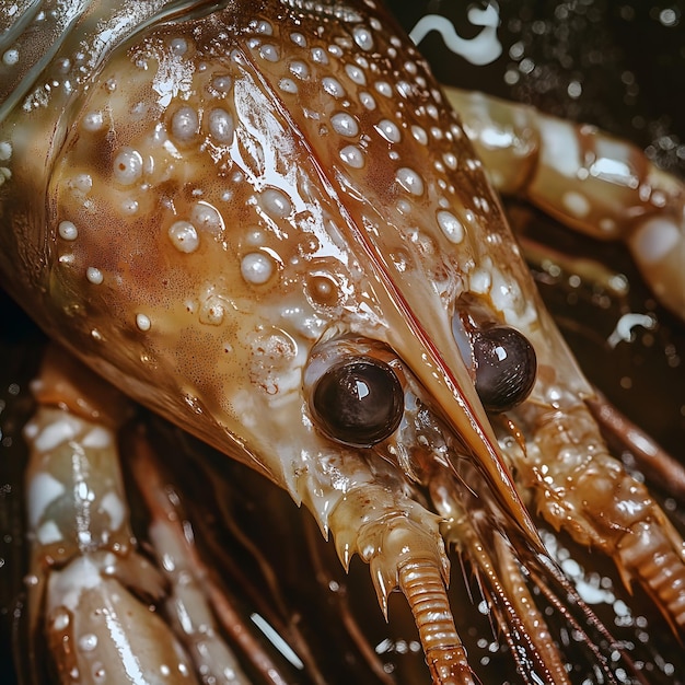 Photo a crab with a black eye and white dots on its head