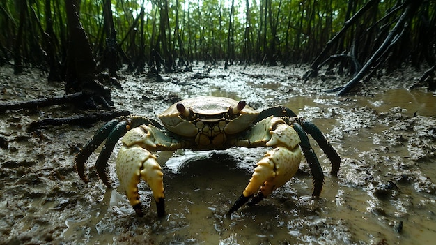 Photo a crab with a crab on its head is shown