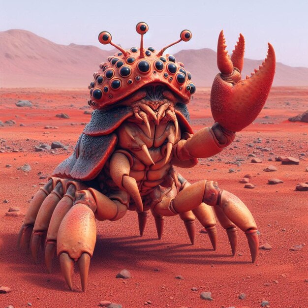 a crab with a hat on its head is shown