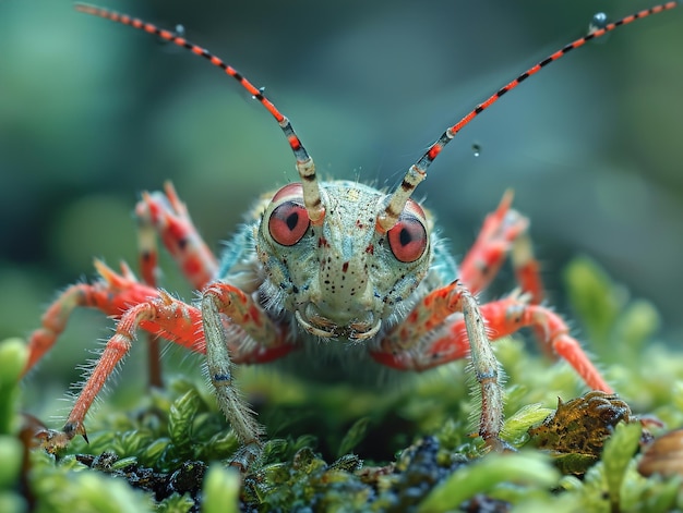 a crab with red eyes and a red nose is shown in the picture