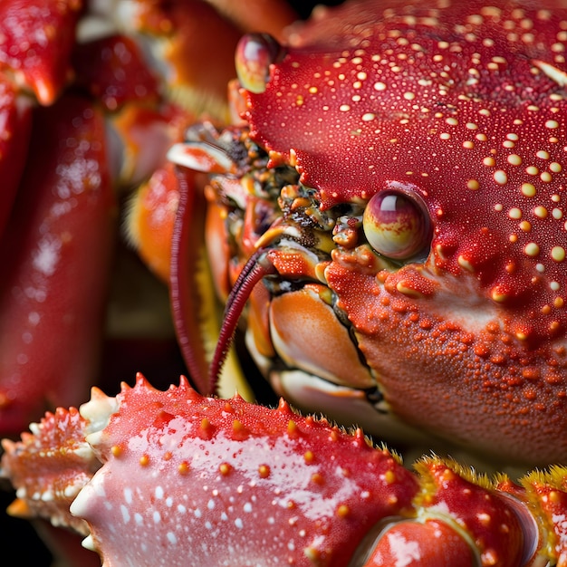 Photo a crab with a red face and yellow eyes