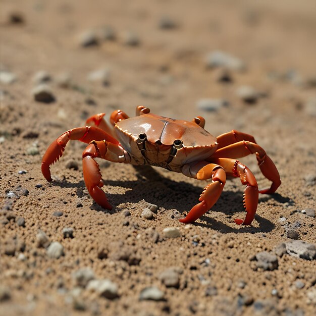 Photo a crab with a red shell in the desert