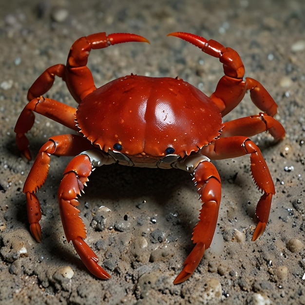 Photo a crab with a red shell on its back is on the ground