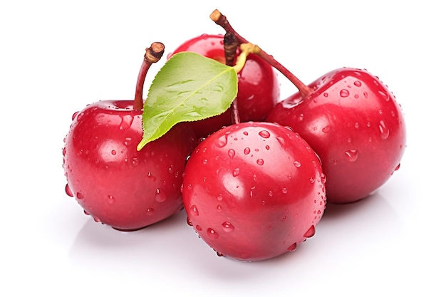 Crabapple with leaf isolated on white background