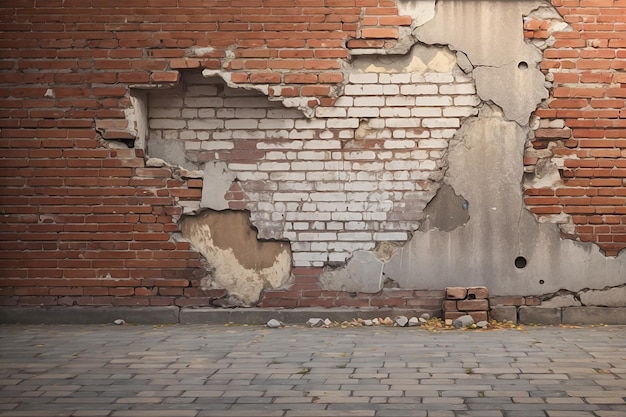 Cracked brick wall textured background