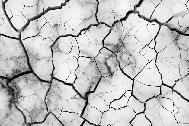 A cracked cracked cracked earth with black and white background.