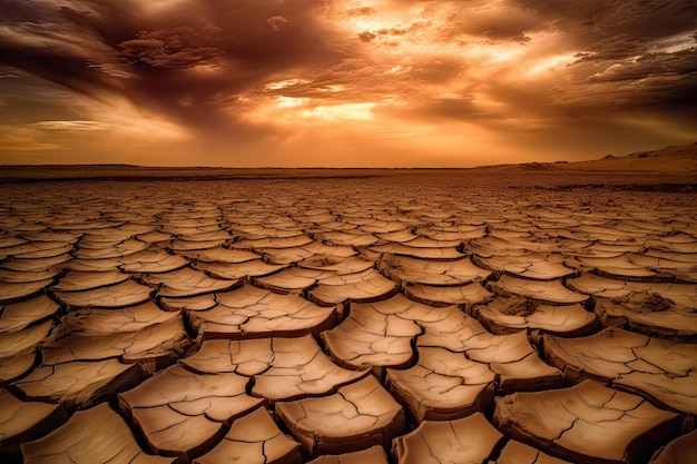 Cracked dried earth soil Ground texture Drought or dry land Generative AI