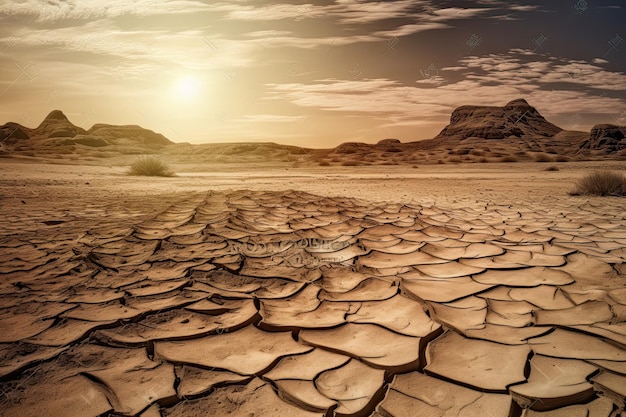 Cracked dried earth soil Ground texture Drought or dry land Generative AI