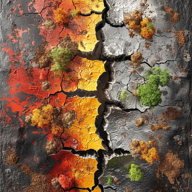 cracked earth showing the four seasons