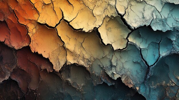 Cracked Earth Surface with Multicolored Tones