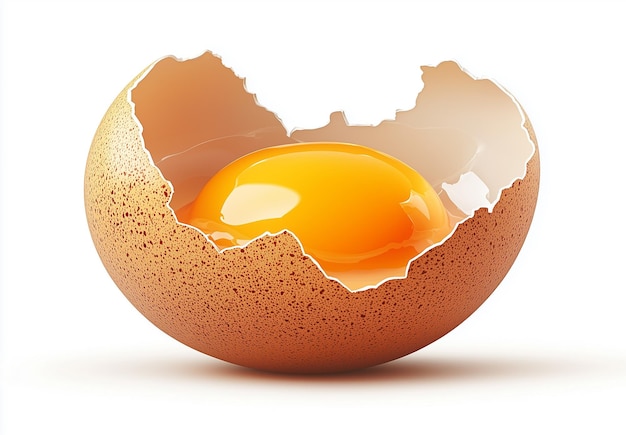 Photo a cracked egg with a broken egg in the middle