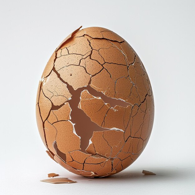 Photo a cracked egg with a white background