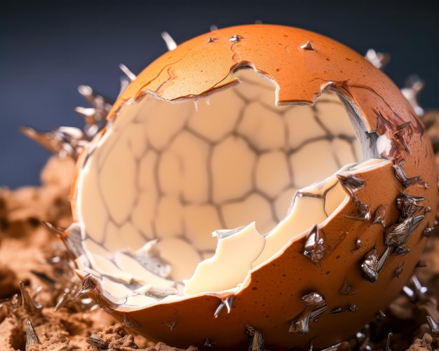 Cracked Eggshell with Honeycomb pattern on top