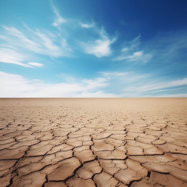 cracked empty desert surface clear clean blue sky clean horizon