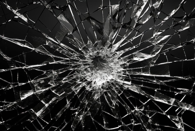 a cracked glass screen on a black background