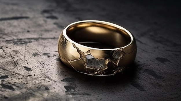 Cracked gold wedding ring divorce or infidelity concept