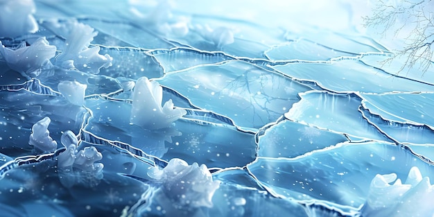 Cracked Ice winter background Ai Generated