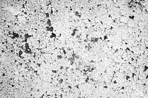 Cracked paint on wall. black and white. Fragment of a surface of wall with cracked paint coating light