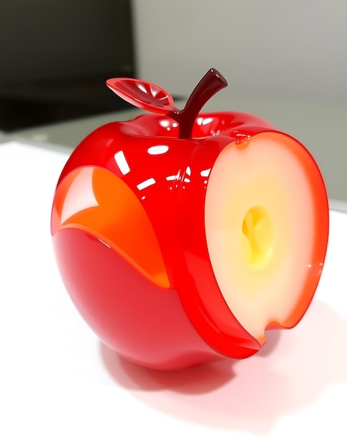 Photo cracked plastic apple 3d render