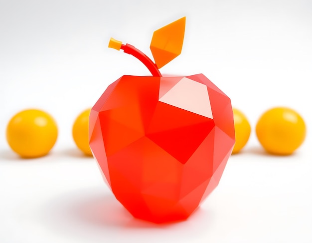 Photo cracked plastic apple 3d render