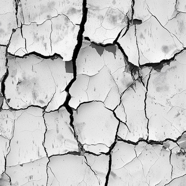 a cracked wall of a building in black and white