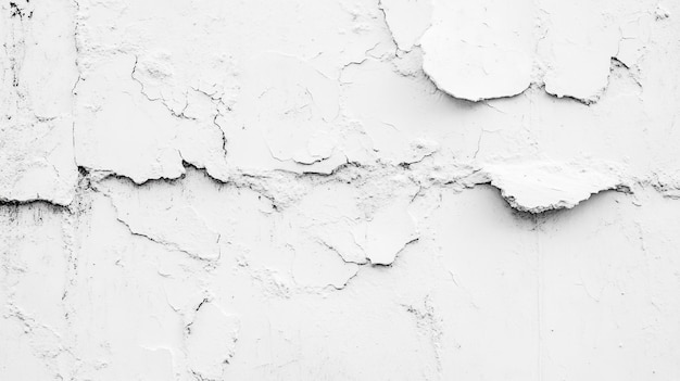 Photo cracked white wall surface revealing uneven texture in urban setting during daylight