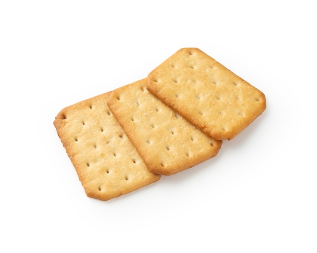 Cracker cookies isolated on white background with clipping path