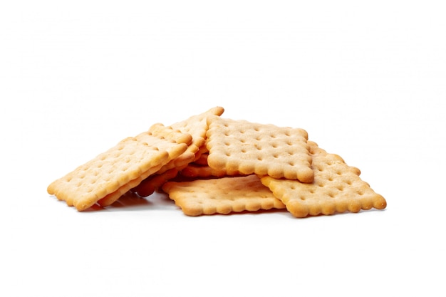 Cracker cookies isolated on white surface