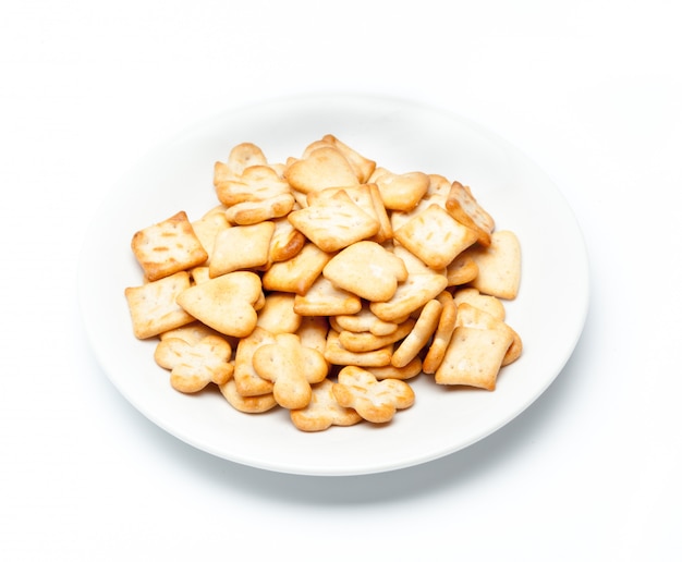 Crackers on white background