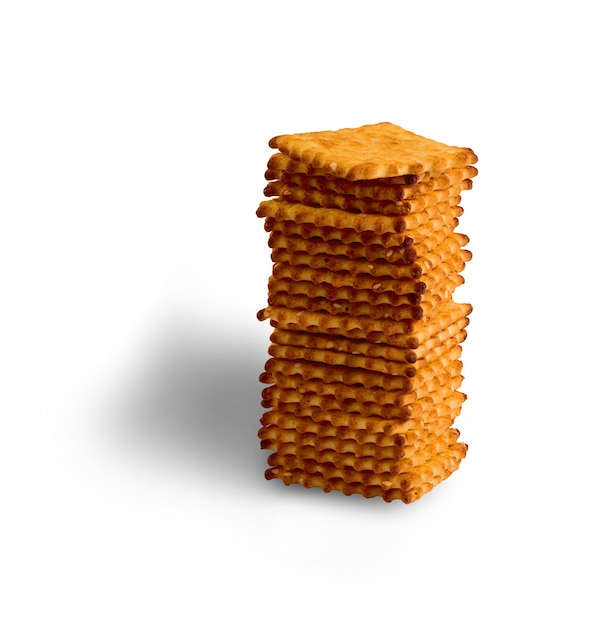 Crackers with sesame seeds on a white background