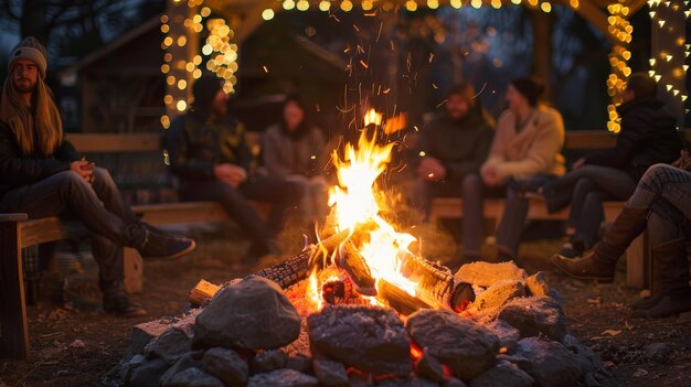 Photo the crackling sound of a bonfire adds ambiance to outdoor gatherings